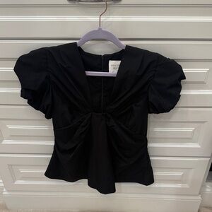 Elegant Black Puff Sleeve Blouse